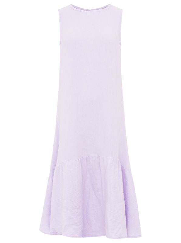 💕 Zwillingsherz Maxikleid Musselin "Ärmellos" lang Flieder