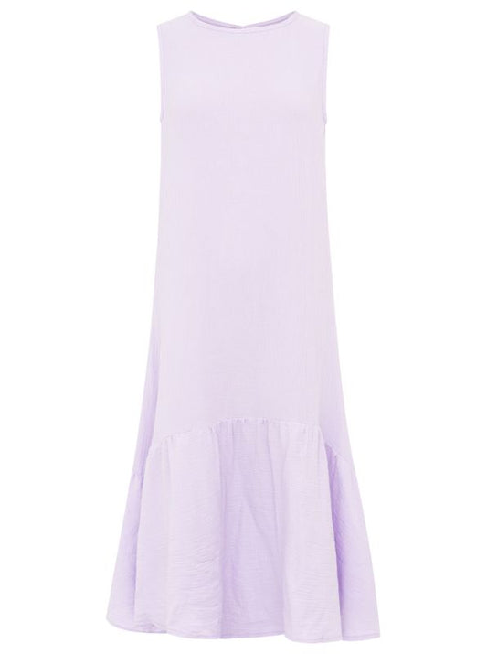 💕 Zwillingsherz Maxikleid Musselin "Ärmellos" lang Flieder