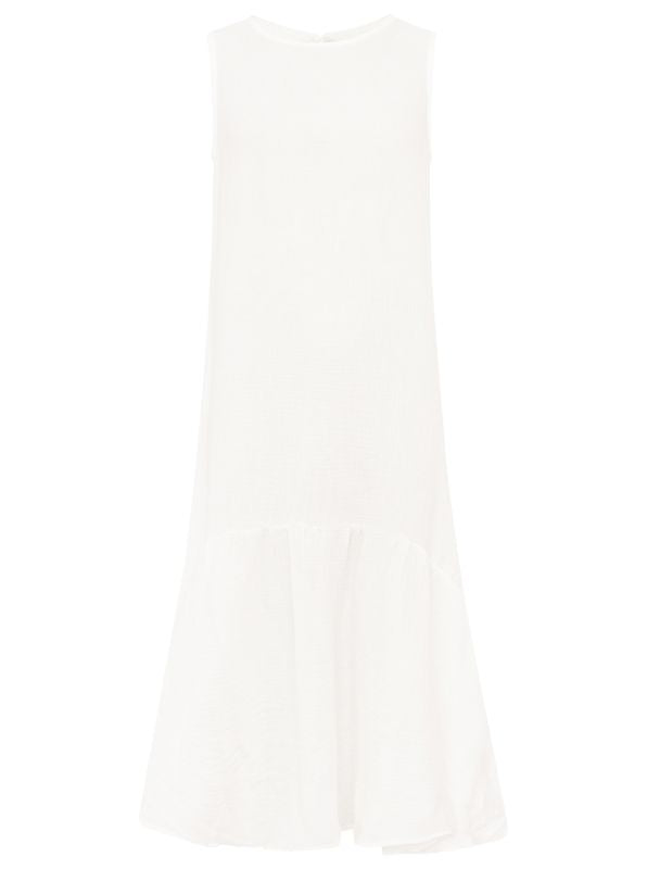 💕 Zwillingsherz Maxikleid Musselin "Ärmellos" lang Weiß