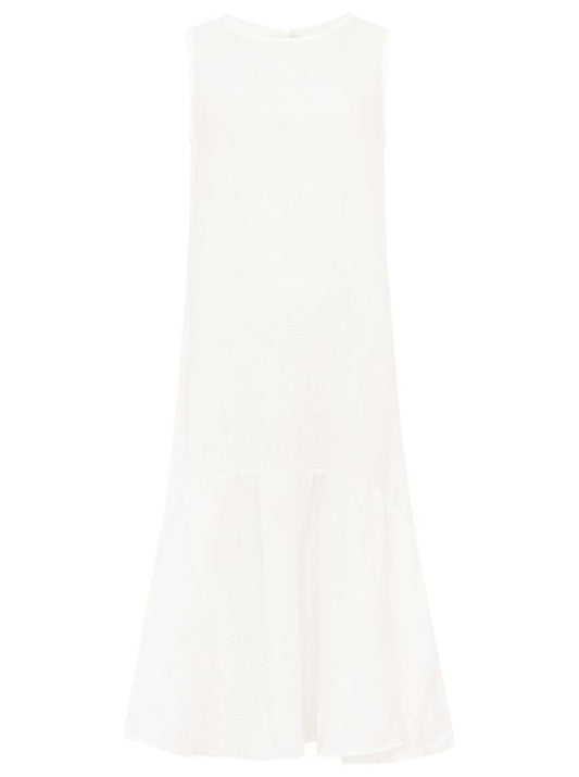 💕 Zwillingsherz Maxikleid Musselin "Ärmellos" lang Weiß