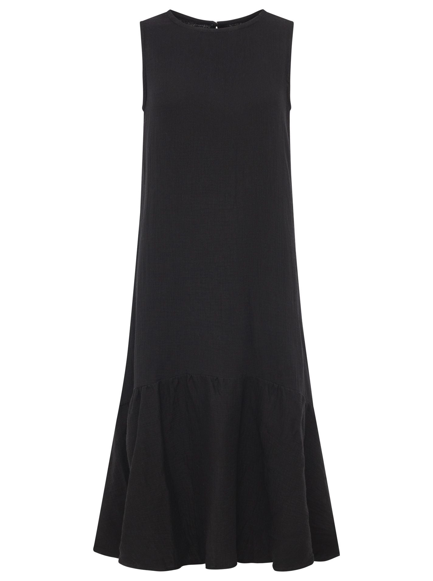 💕 Zwillingsherz Maxikleid Musselin "Ärmellos" lang Schwarz