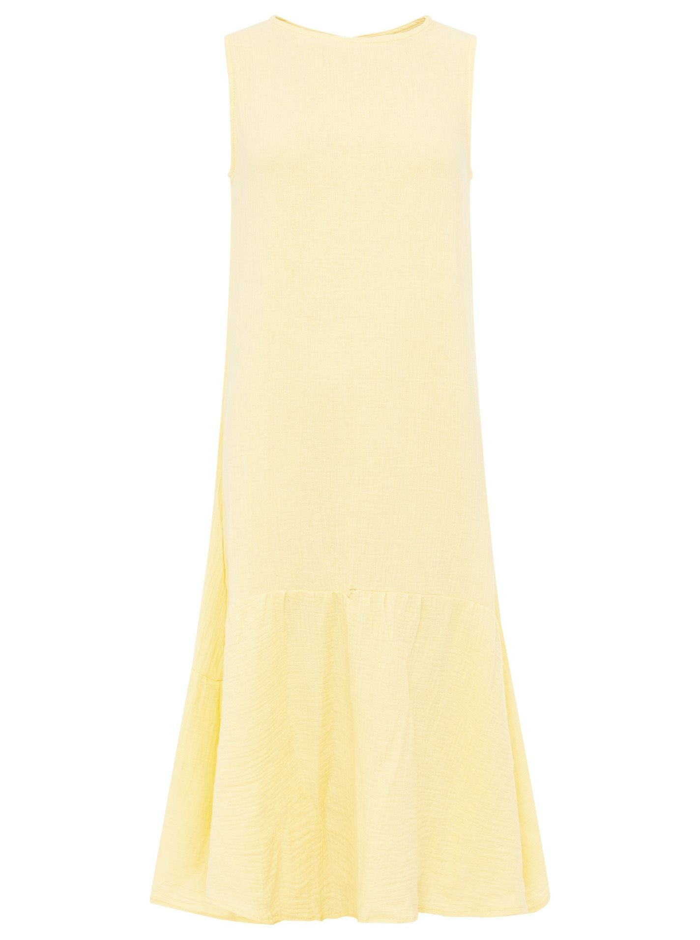 💕 Zwillingsherz Maxikleid Musselin "Ärmellos" lang Gelb