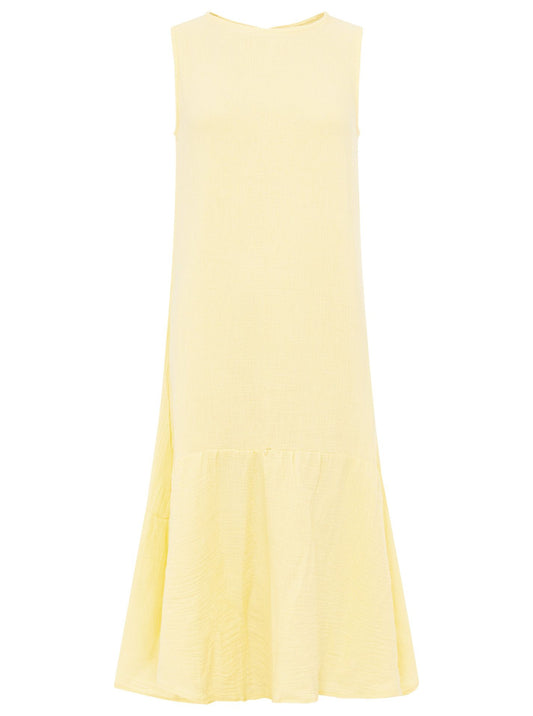 💕 Zwillingsherz Maxikleid Musselin "Ärmellos" lang Gelb