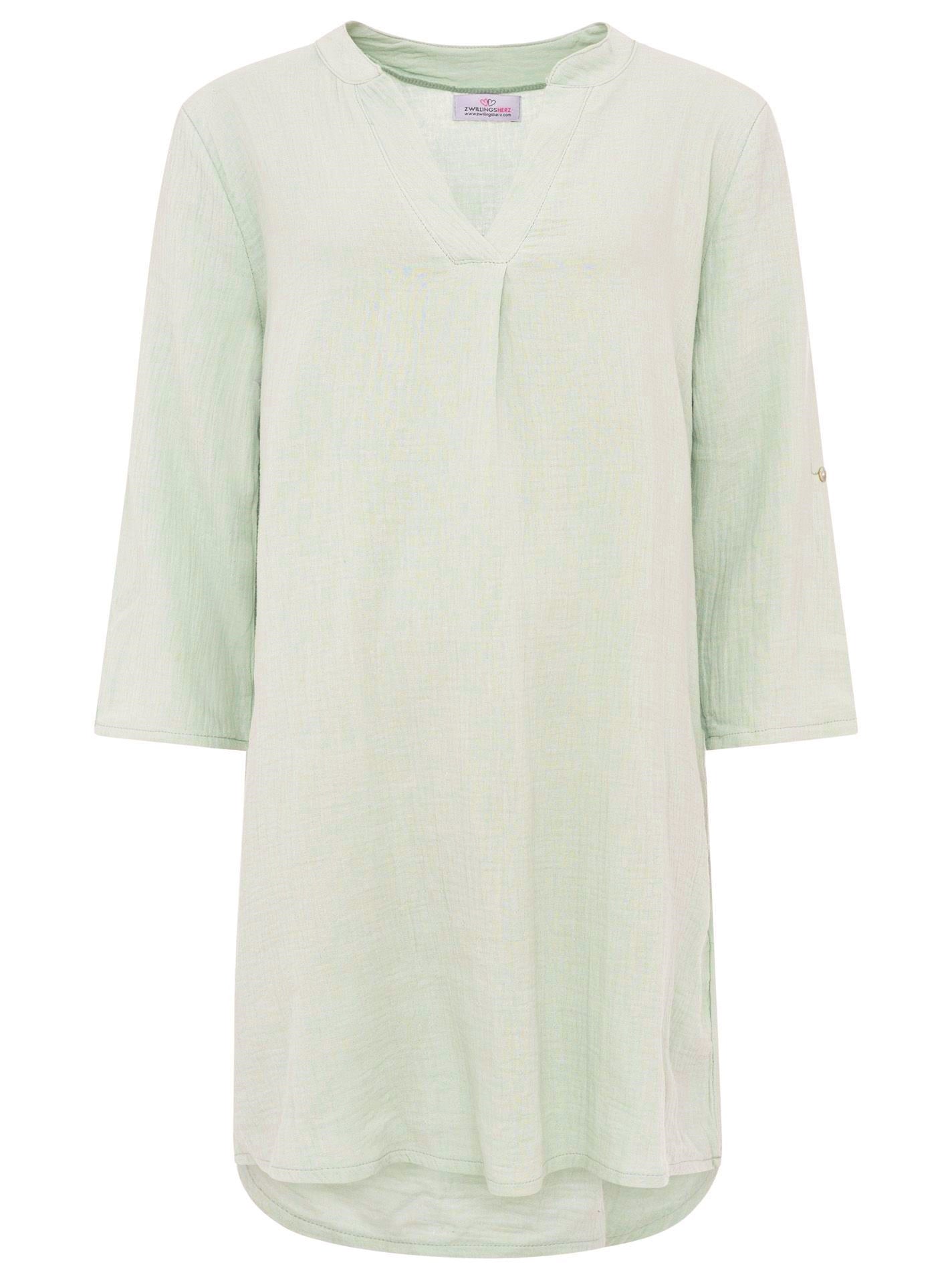 💕 Zwillingsherz Tunika Bluse Musselin "New Rom" Salbei
