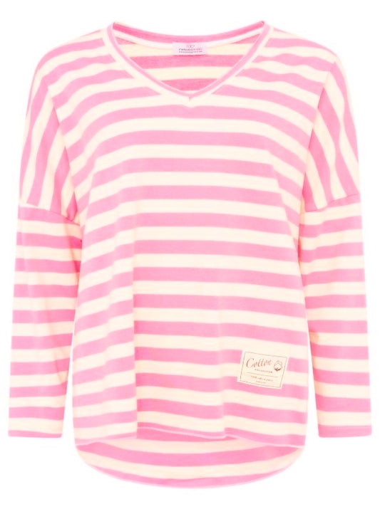 💕 Zwillingsherz Sweatshirt "Streifen & Jersey" Sweater Oversize Pink