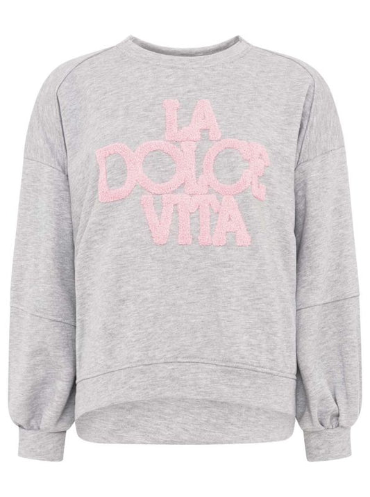 💕 Zwillingsherz Sweatshirt "La Dolce Vita" Sweater Hellgrau