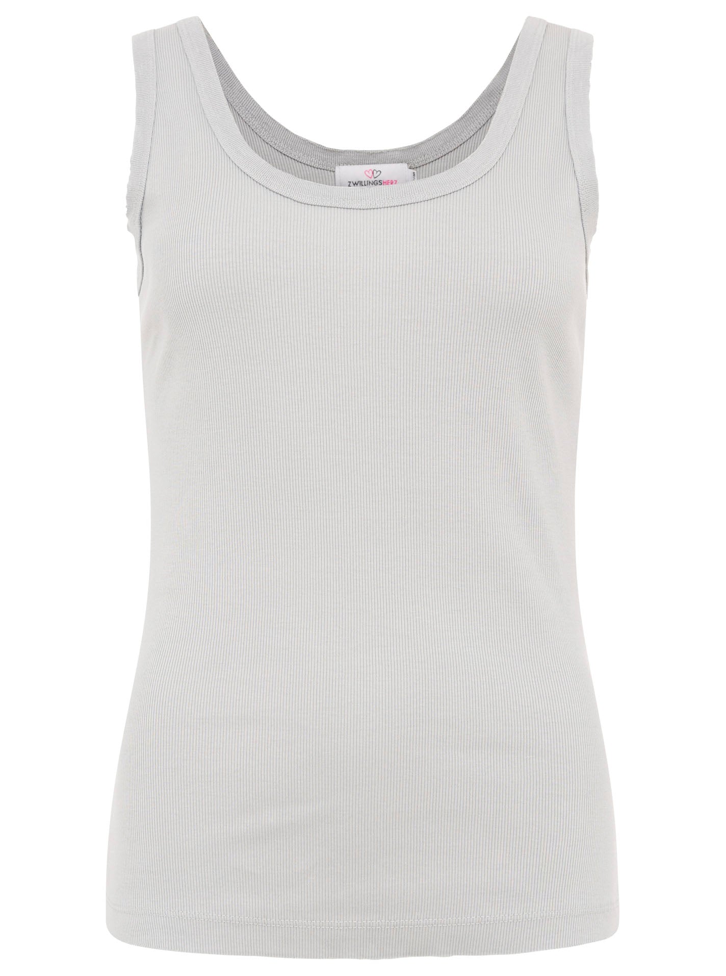 💕 Zwillingsherz Top "Rippe" Tanktop Hellgrau