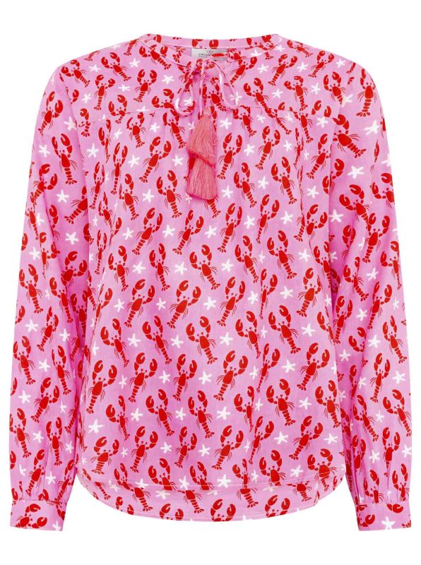 💕 Zwillingsherz Bluse "Hummer Seestern" 100 % Viskose Pink