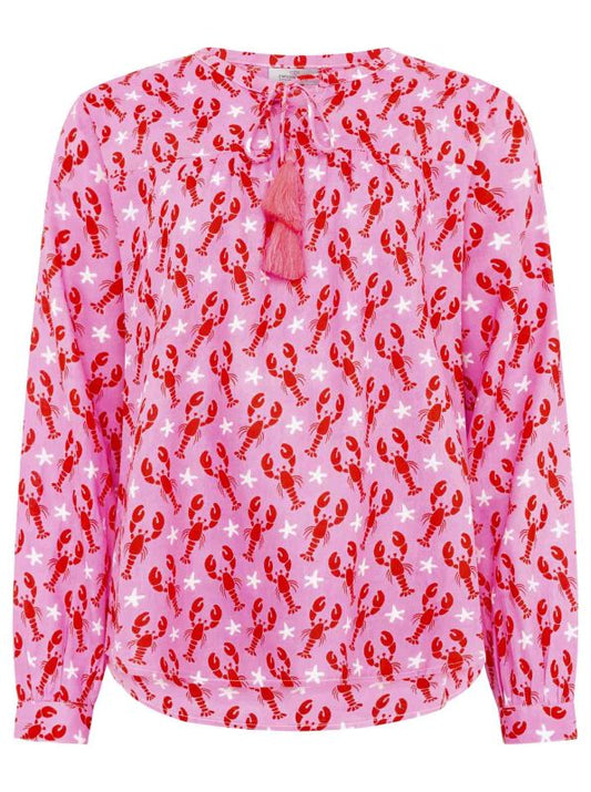 💕 Zwillingsherz Bluse "Hummer Seestern" 100 % Viskose Pink