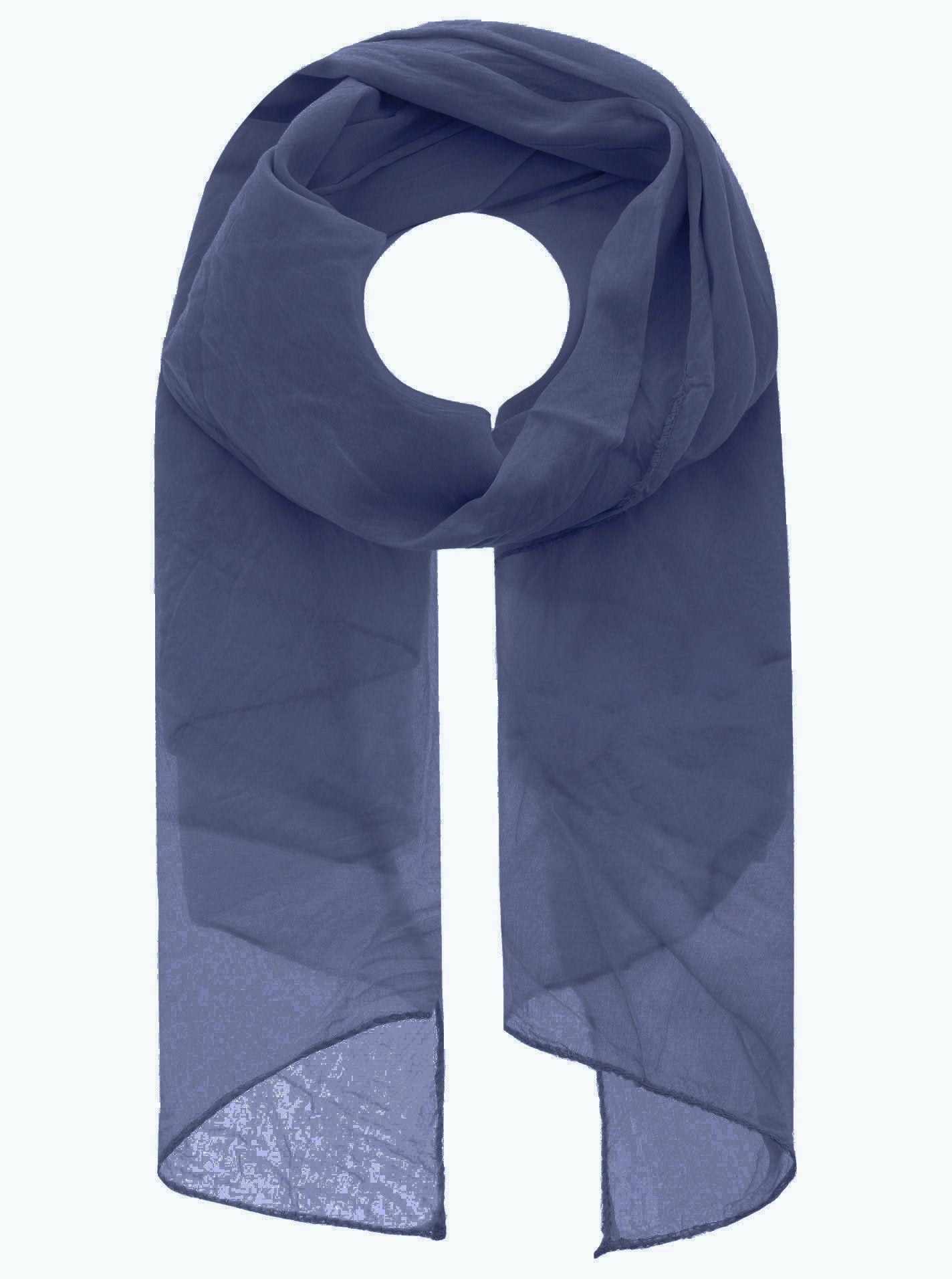 Schal Tuch "Basic Uni" Baumwolle Seide Navy