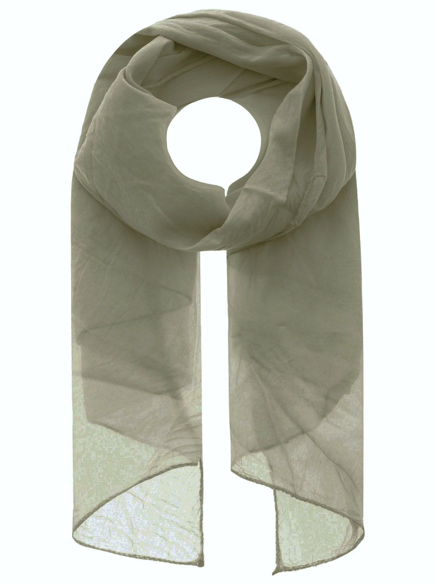 Schal Tuch "Basic Uni" Baumwolle Seide Khaki