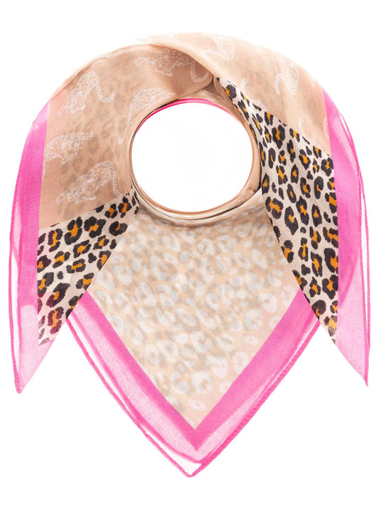 💕 Zwillingsherz Dreieckstuch "Leopard Patchwork" leichtes Viereck Beige