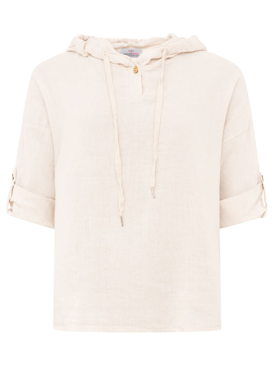 💕 Zwillingsherz Leinen Hoodie "Uni" Beige