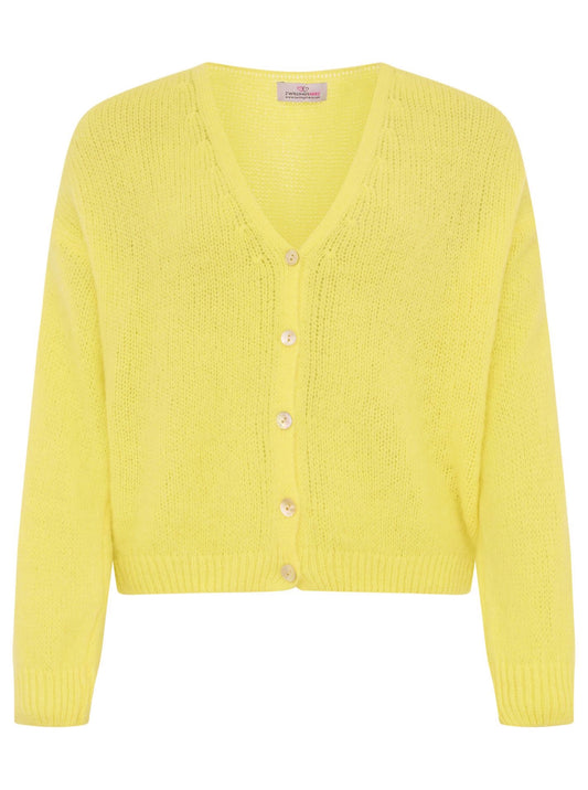 💕 Zwillingsherz Strickjacke kurz "Uni" Wolle Gelb