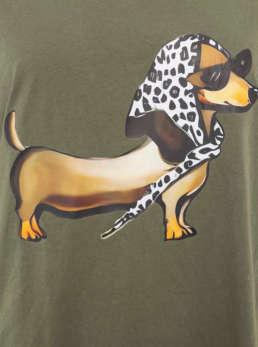 💕 Zwillingsherz Shirt "Madame Dackel" Baumwolle Jersey Khaki