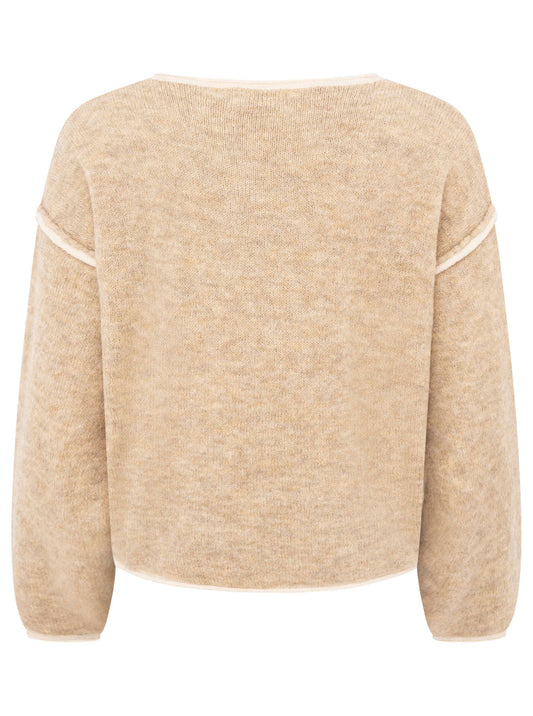 💕 Zwillingsherz V-Neck Pullover "Soft Basic" Beige