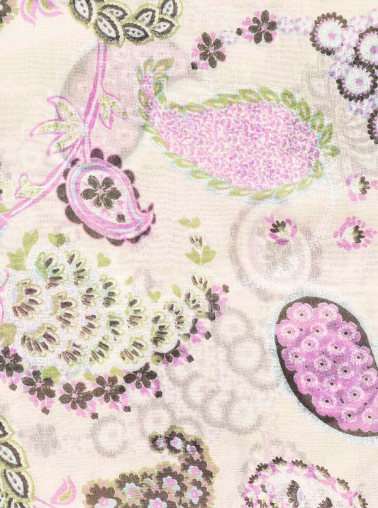 Schal Tuch "Paisley Poetry" Baumwolle Seide Hellbeige