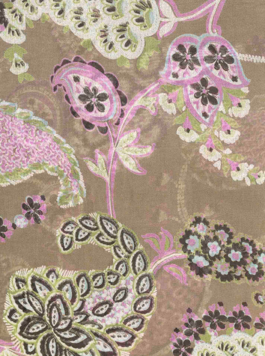 Schal Tuch "Paisley Poetry" Baumwolle Seide Khaki