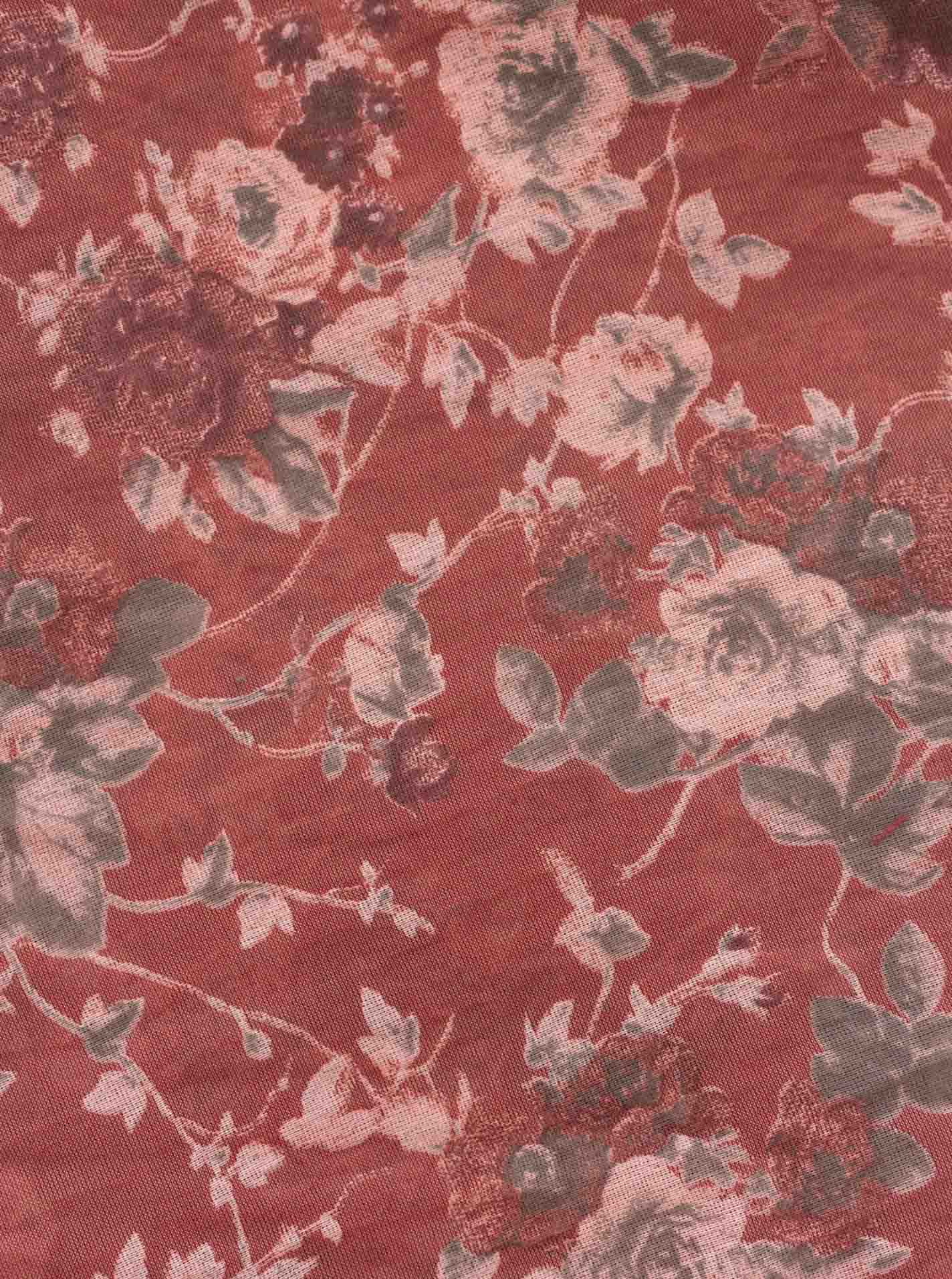 Schal Tuch "Bloomie" Baumwolle Seide Rot