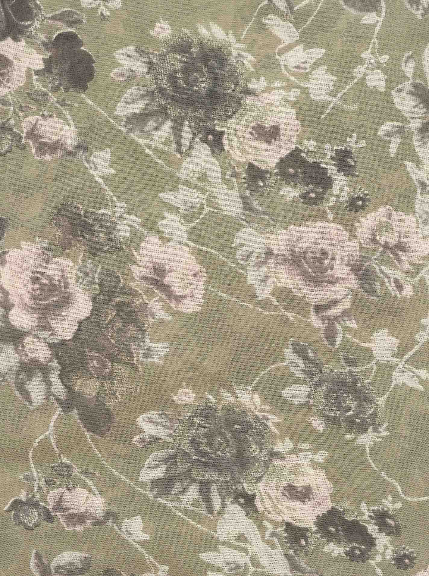 Schal Tuch "Bloomie" Baumwolle Seide Khaki