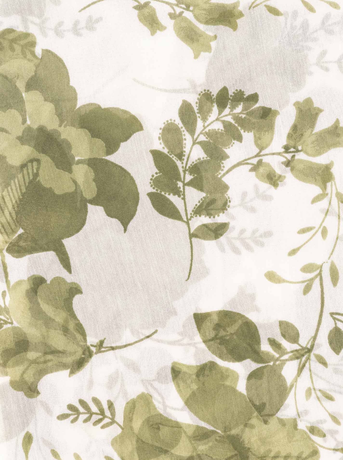 Schal Tuch "Floral Fantasy" Baumwolle Seide Khaki