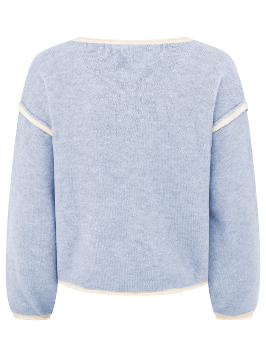 💕 Zwillingsherz V-Neck Pullover "Soft Basic" Hellblau