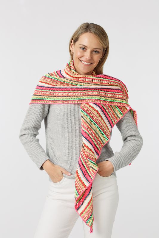 💕 Zwillingsherz Dreieckstuch "Hippie" Häkeloptik Neon Gelb Orange