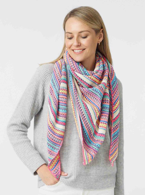 💕 Zwillingsherz Dreieckstuch "Hippie" Häkeloptik Bunt