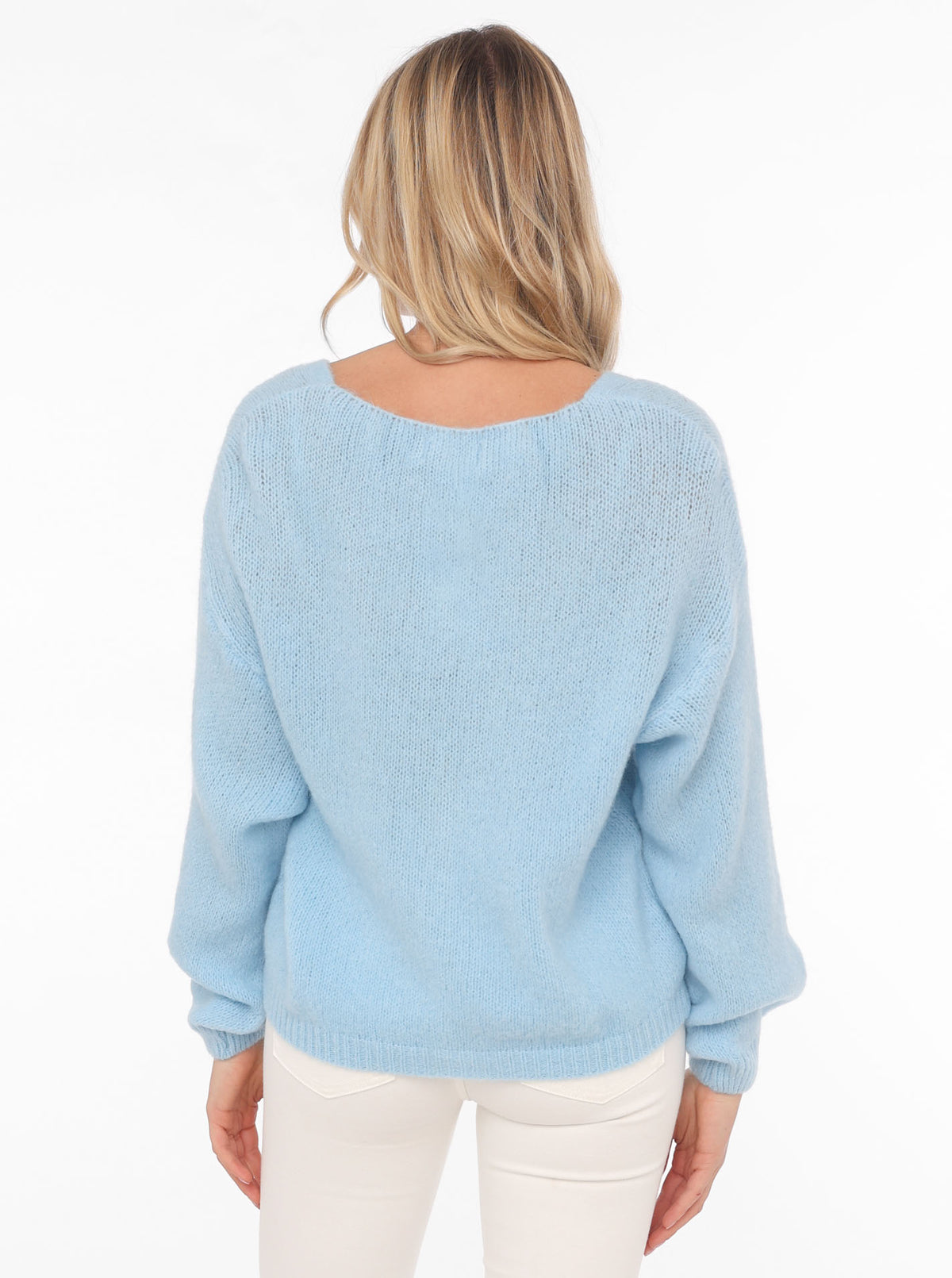 💕 Zwillingsherz Strickjacke kurz "Uni" Wolle Hellblau