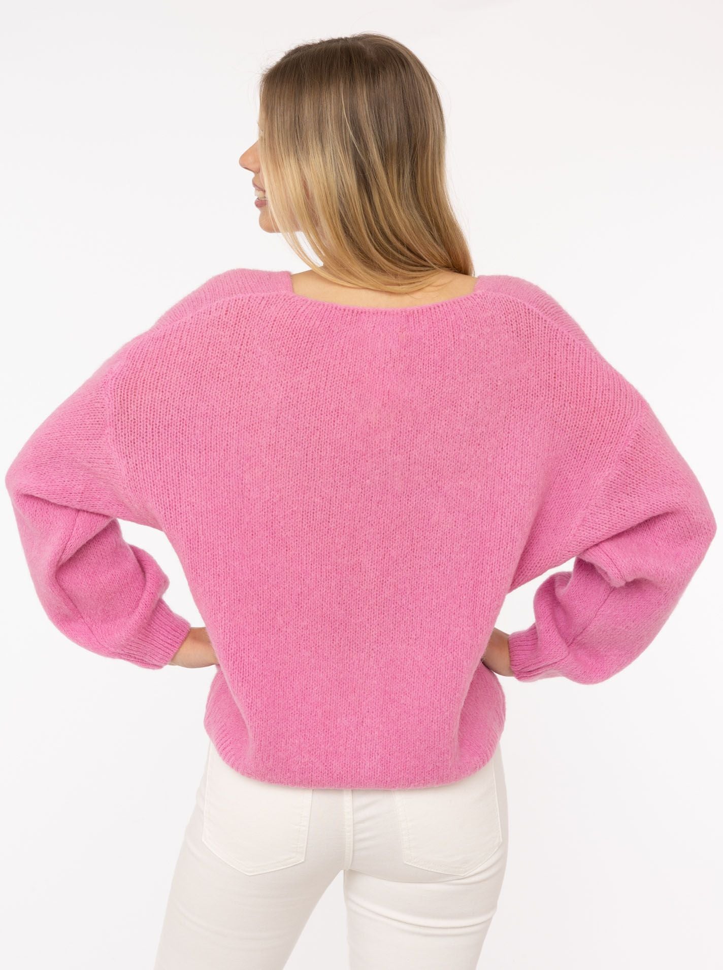 💕 Zwillingsherz Strickjacke kurz "Uni" Wolle Rosa