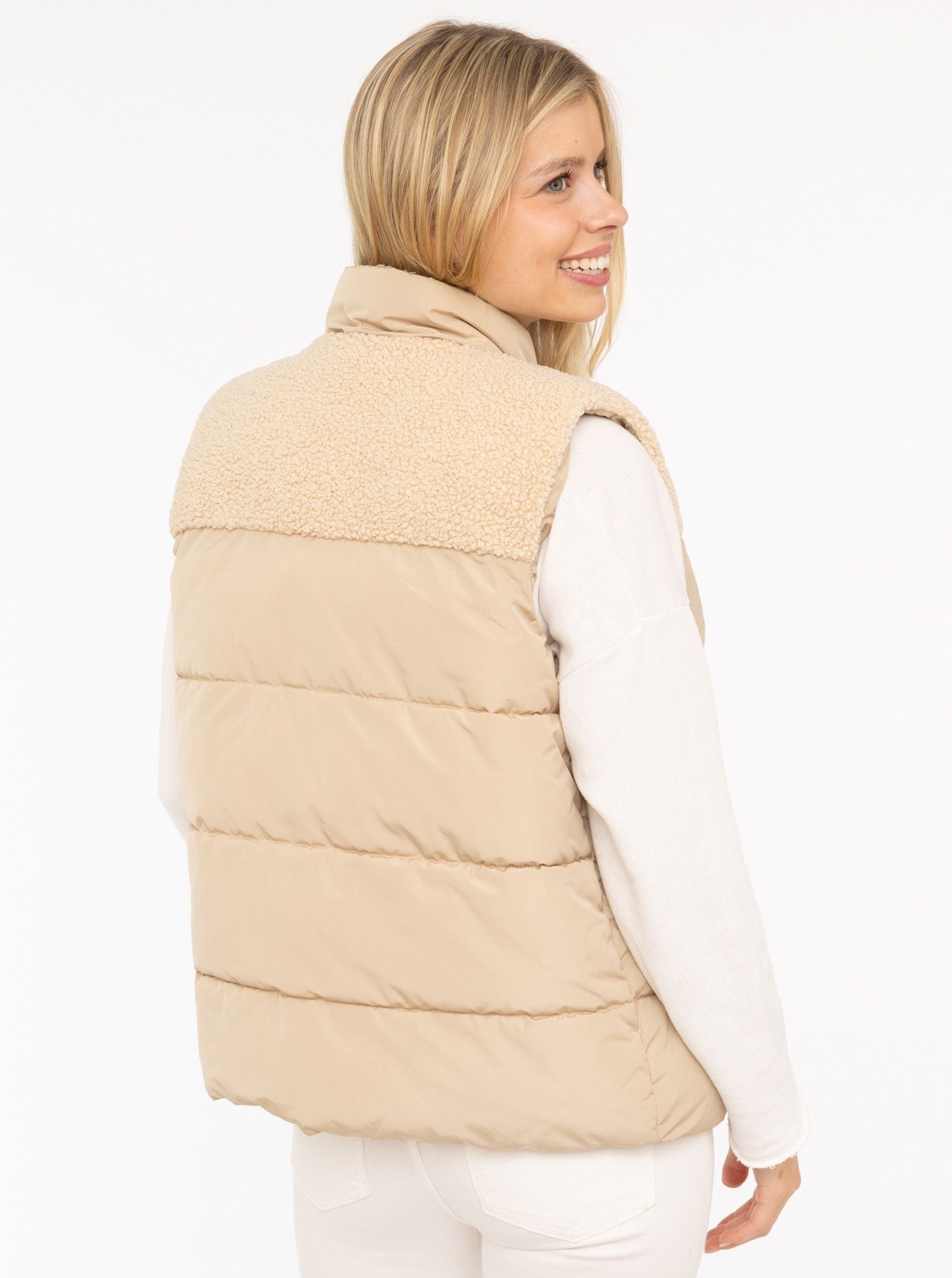 💕 Zwillingsherz Wendeweste "Good Vibes Only" Kurz Weste Beige