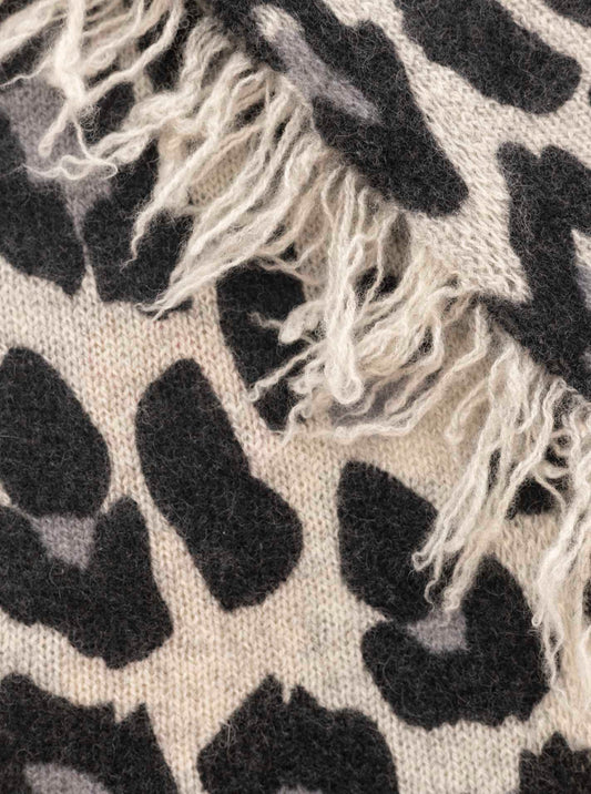 💕 Zwillingsherz XXL "Fransenschal  Leo" 100 % Cashmere Schal Kaschmir Hellgrau