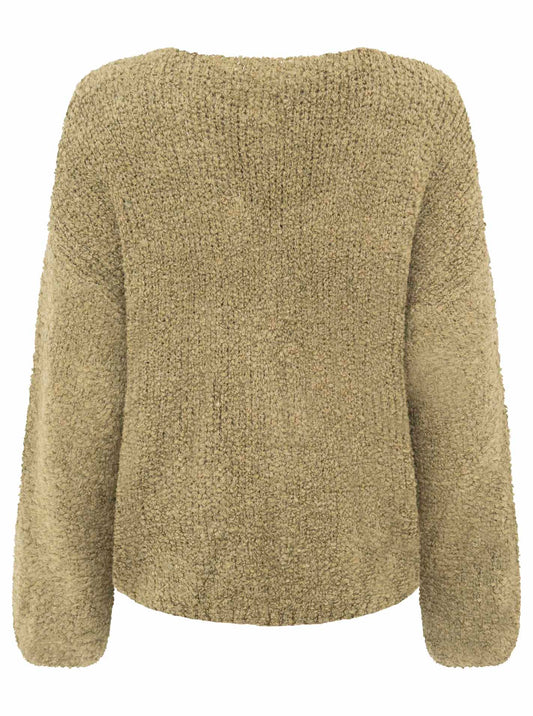 💕 Zwillingsherz Strickjacke Cardigan "Plüsch" Wolle Khaki