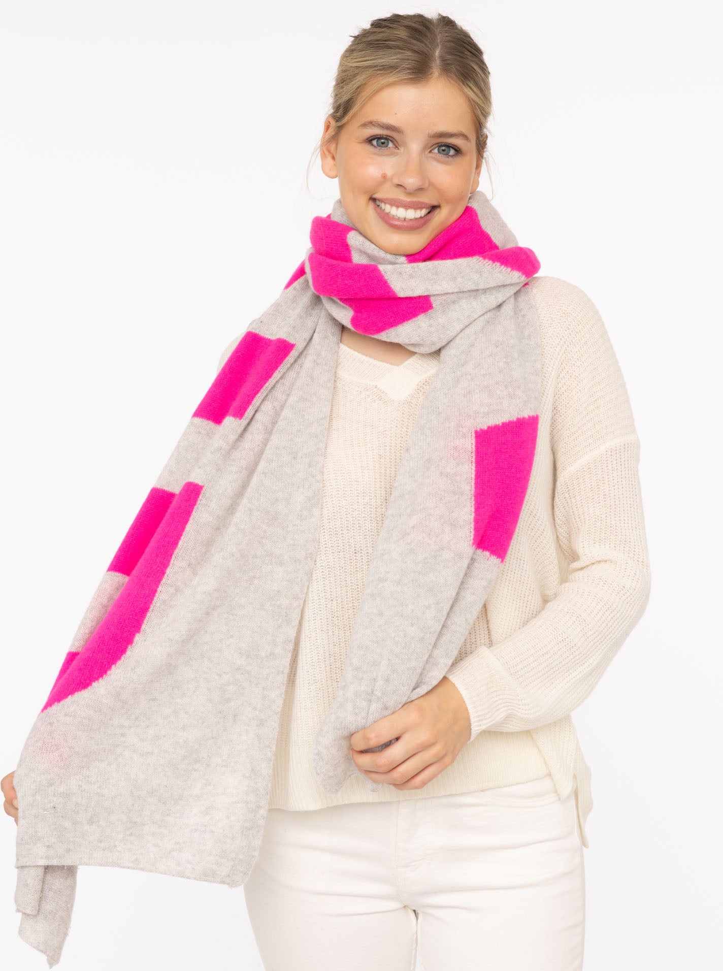 💕 Zwillingsherz XXL Schal "Amour" 100 % Cashmere Kaschmir Hellgrau
