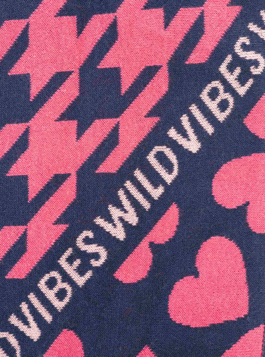 💕 Zwillingsherz Dreieckstuch "Hahnentritt & Herz" Baumwolle Blau Pink