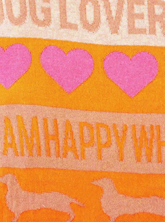 💕 Zwillingsherz Dreieckstuch "Hund Herz" Baumwolle Orange Pink