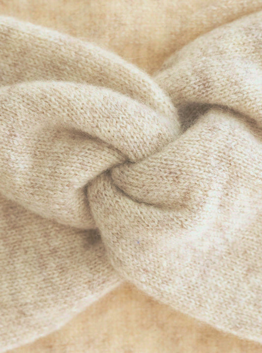 💕 Zwillingsherz Stirnband 100 % Cashmere "Knoten" Hellbeige