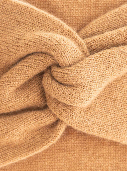 💕 Zwillingsherz Stirnband 100 % Cashmere "Knoten" Kaschmir Camel
