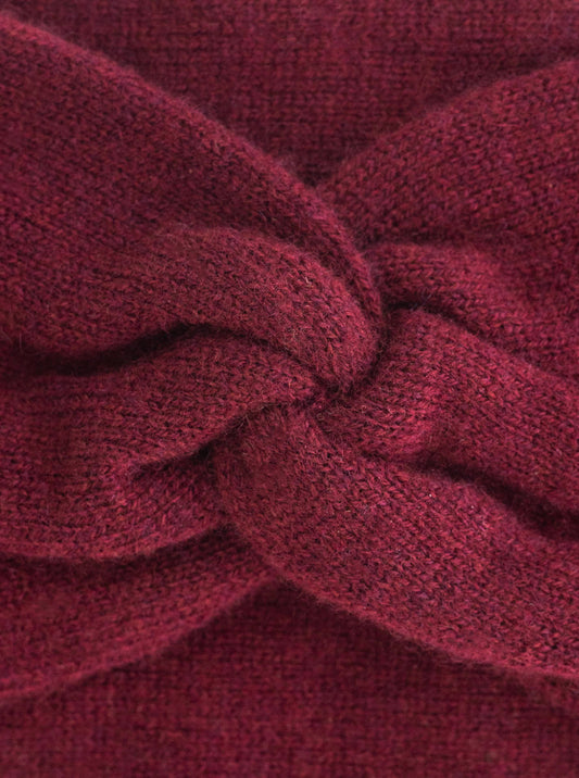 💕 Zwillingsherz Stirnband 100 % Cashmere "Knoten" Kaschmir Bordaux