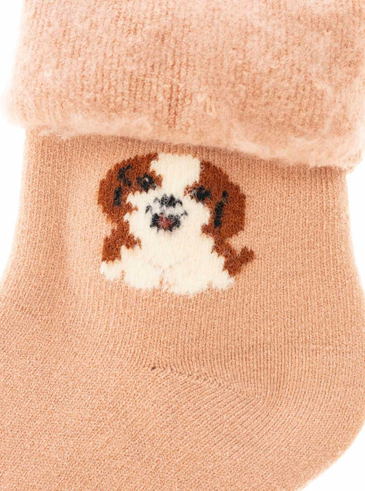 💕 Zwillingsherz Socken "Dog" Altrosa