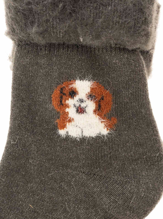 💕 Zwillingsherz Socken "Dog" Anthrazit