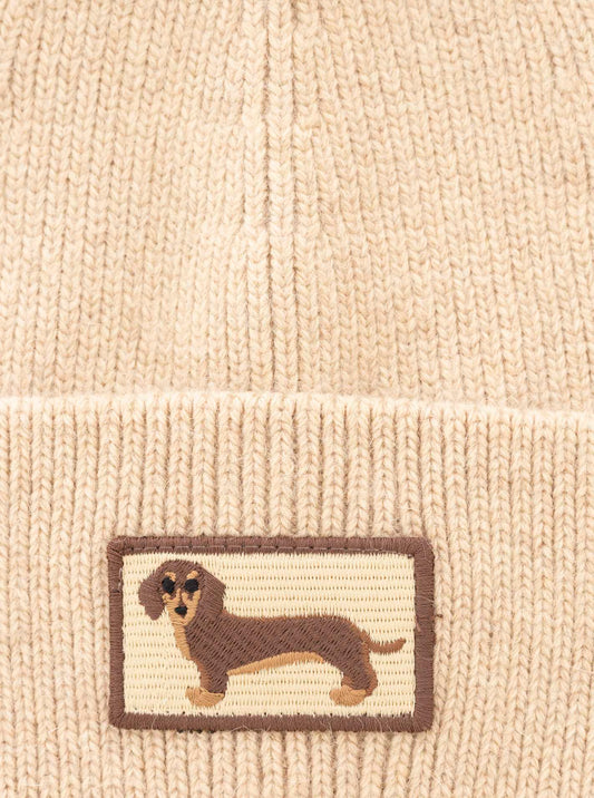 💕 Zwillingsherz Mütze "Dackel-Liebe" Beige