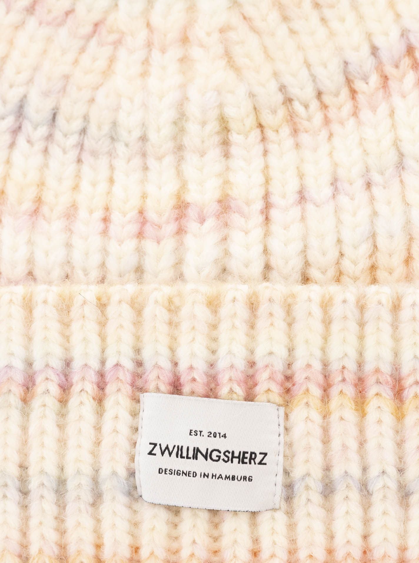 💕 Zwillingsherz Mütze "Rainbow" Beanie Wolle Viskose Rosa