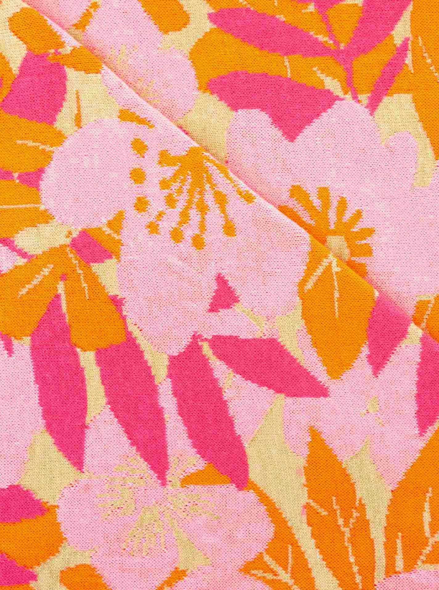 💕 Zwillingsherz Dreieckstuch "Blumen & Sträucher" Baumwolle Beige Pink Orange
