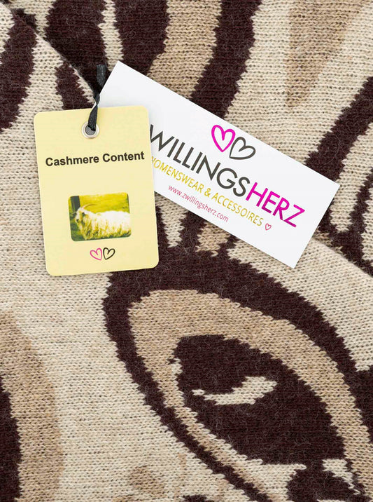 💕 Zwillingsherz Dreieckstuch "Winter Neon" Wolle Kaschmir Beige