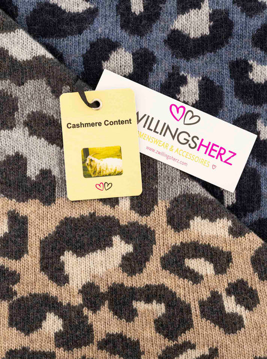 💕 Zwillingsherz Dreieckstuch "Crazy Lacey" Wolle Kaschmir Blau Grau Beige