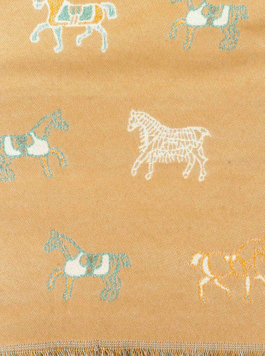 💕 Zwillingsherz Schal "Pferde" 100 % Viskose Beige