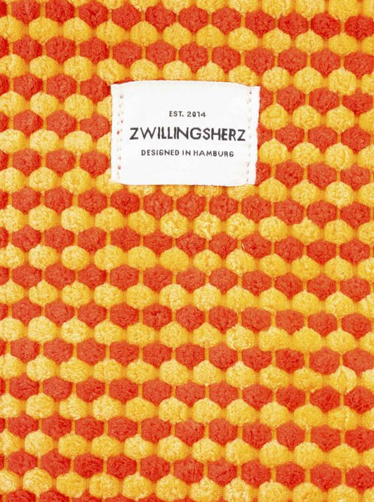 💕 Zwillingsherz Kosmetiktasche "Flauschige Punkte" Orange Rot