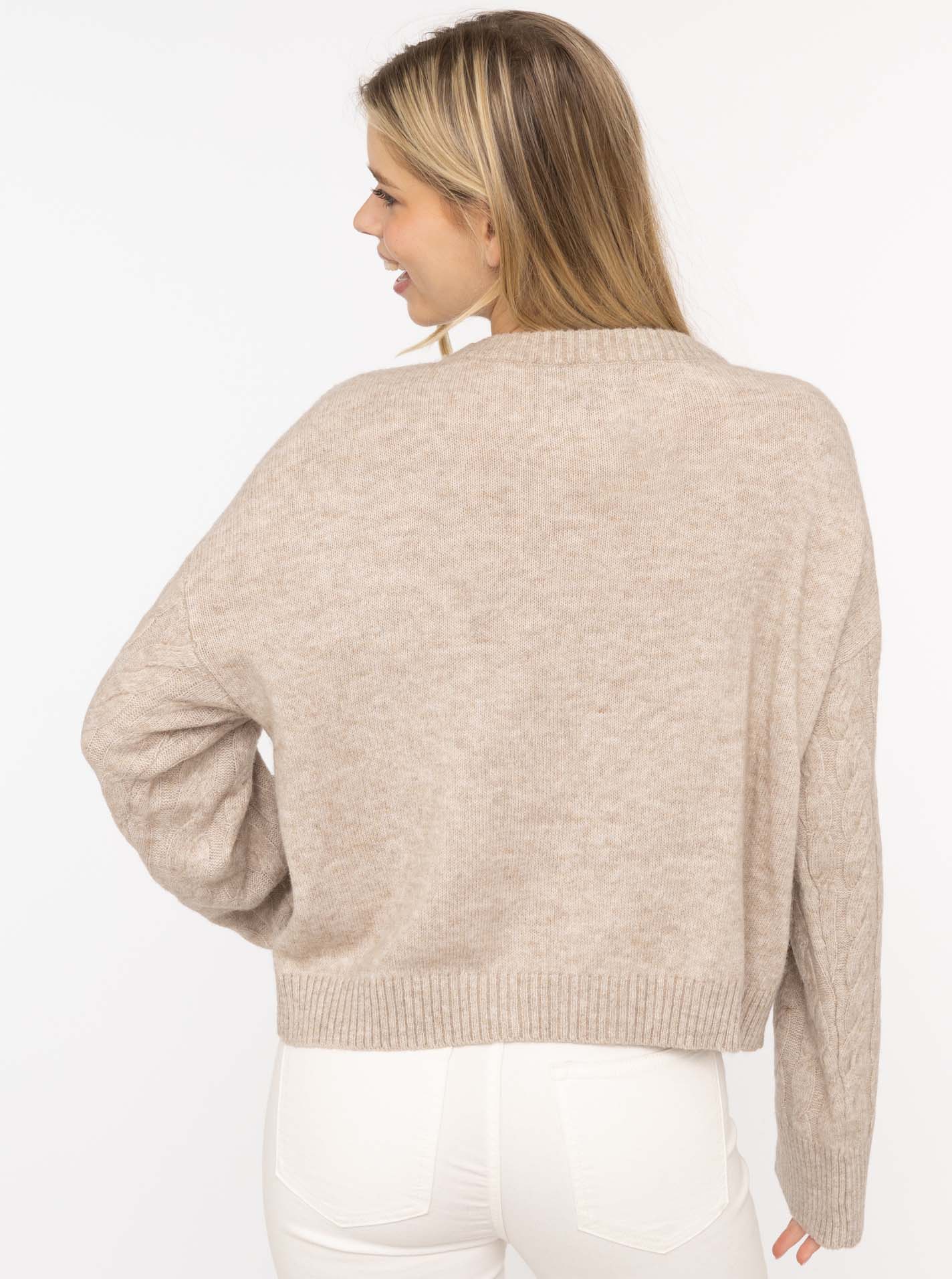 💕 Zwillingsherz Pullover "Zopfstrick" Hellbeige