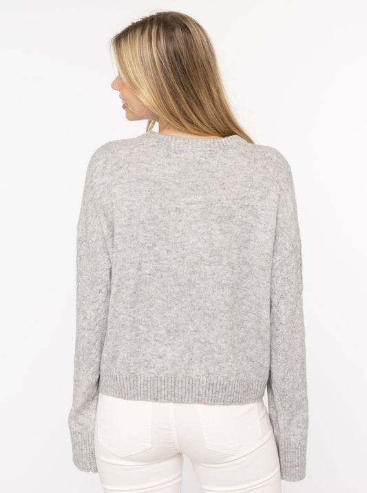 💕 Zwillingsherz Pullover "Zopfstrick" Hellgrau